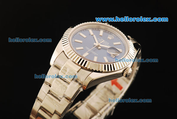 Rolex Datejust II Swiss ETA 2836 Automatic Movement Full Steel with Blue Dial and White Stick Markers - Click Image to Close